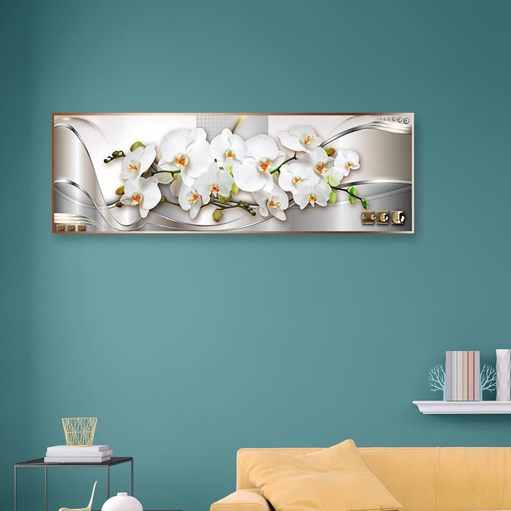 Full Large Diamond Painting kit - White Phalaenopsis