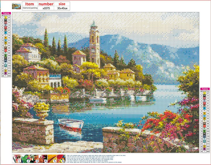 Full Diamond Painting kit - Houses by the sea