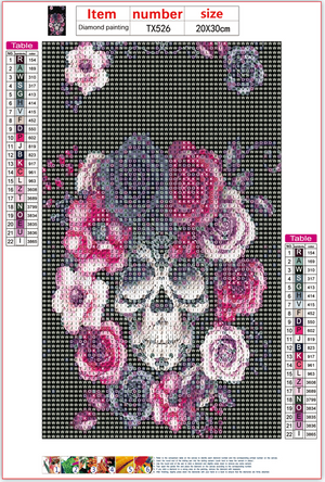 Full Diamond Painting kit - Skull and flowers