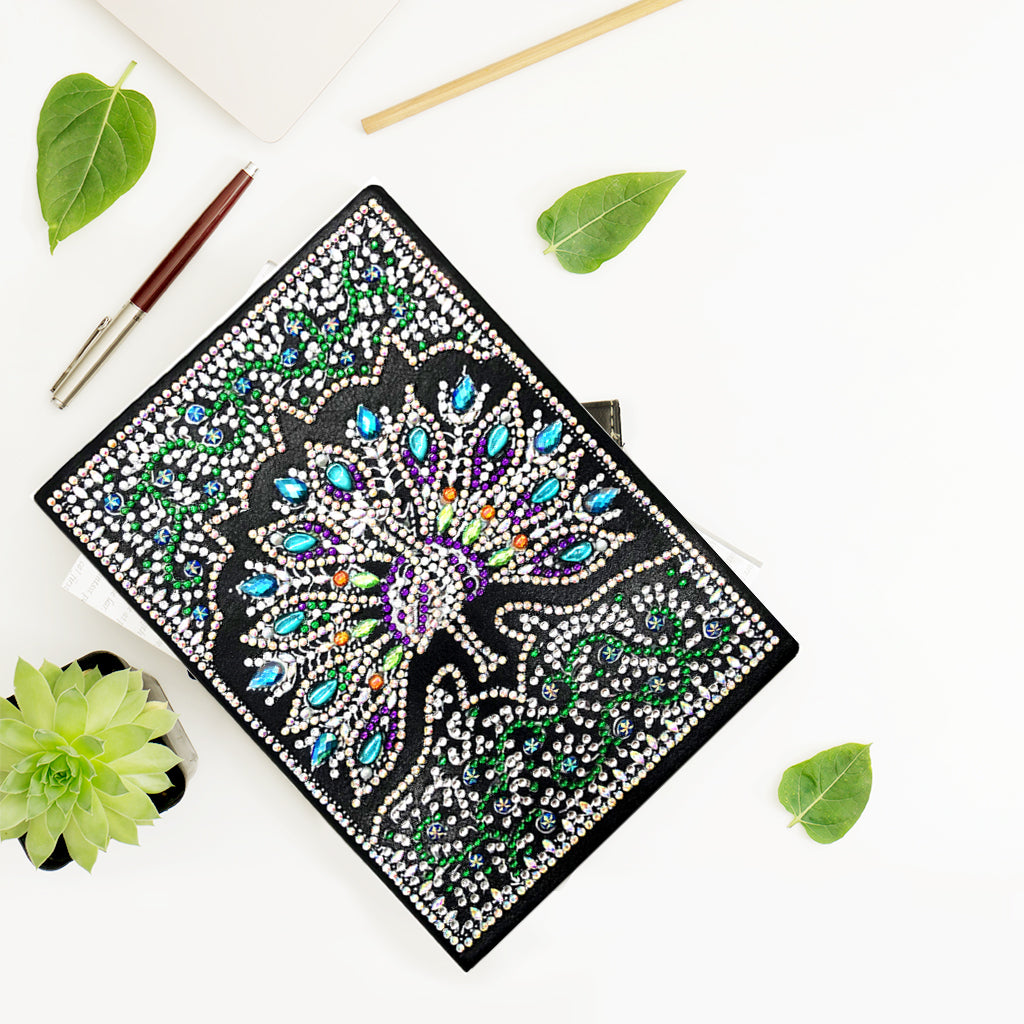 DIY Diamond Painting Notebook - Peacock (No lines)