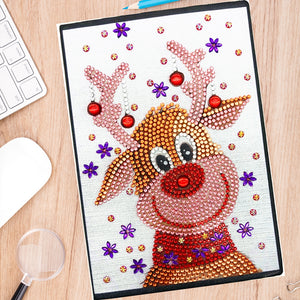 DIY Diamond Painting Notebook - Christmas deer (With lines)