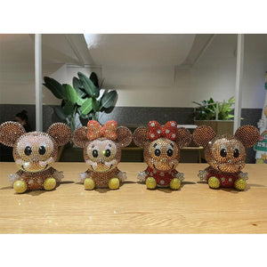 14cm high DIY Mickey Minnie piggy bank (with glue tools) - Hibah-Diamond painting art studio