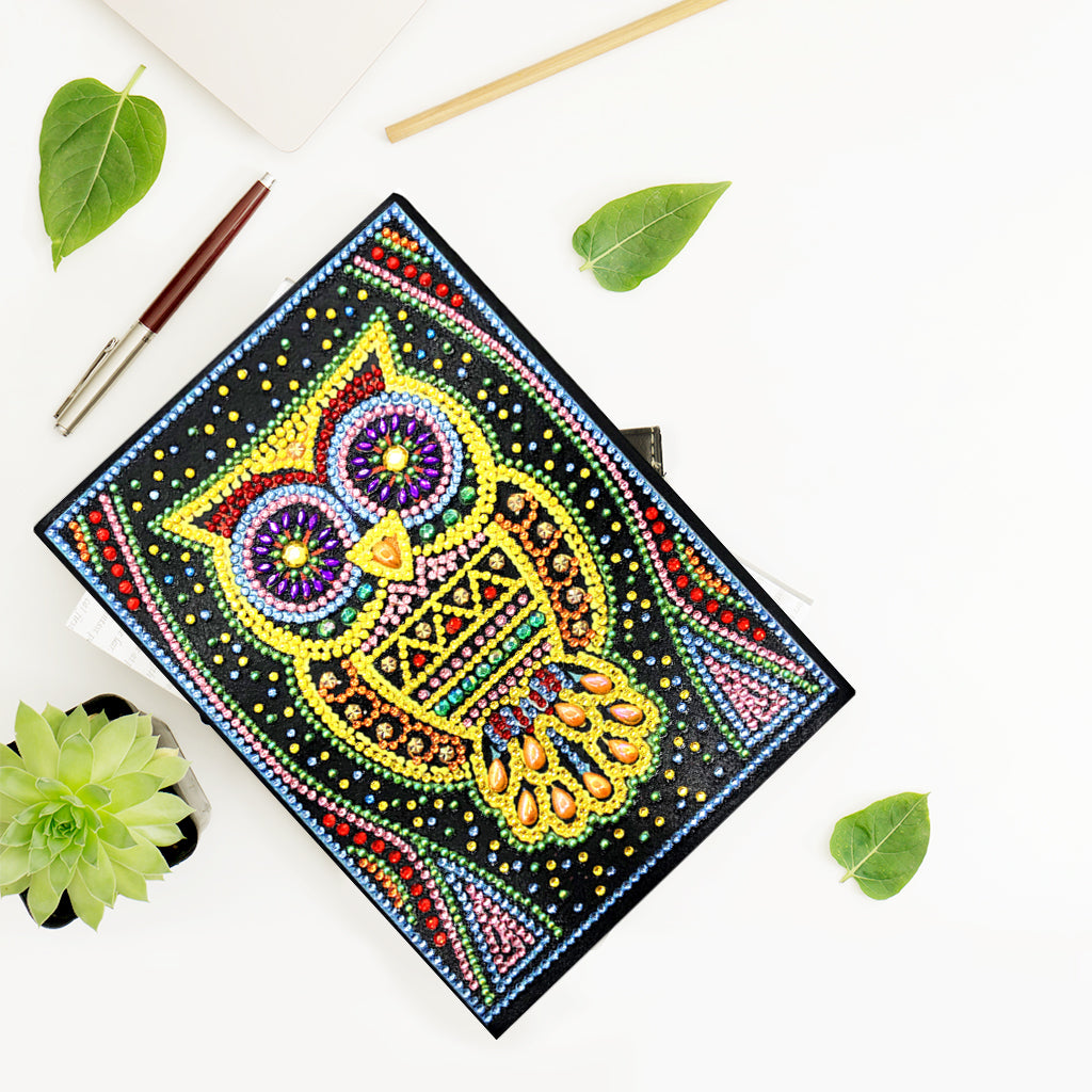 DIY Diamond Painting Notebook - Owl (No lines)