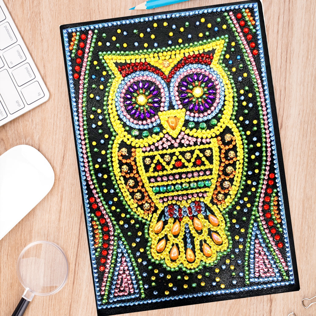 DIY Diamond Painting Notebook - Owl (No lines)