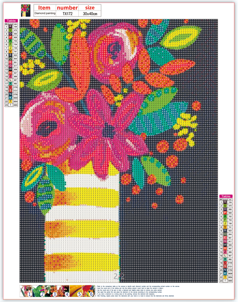 Full Diamond Painting kit - Beautiful flowers on vase