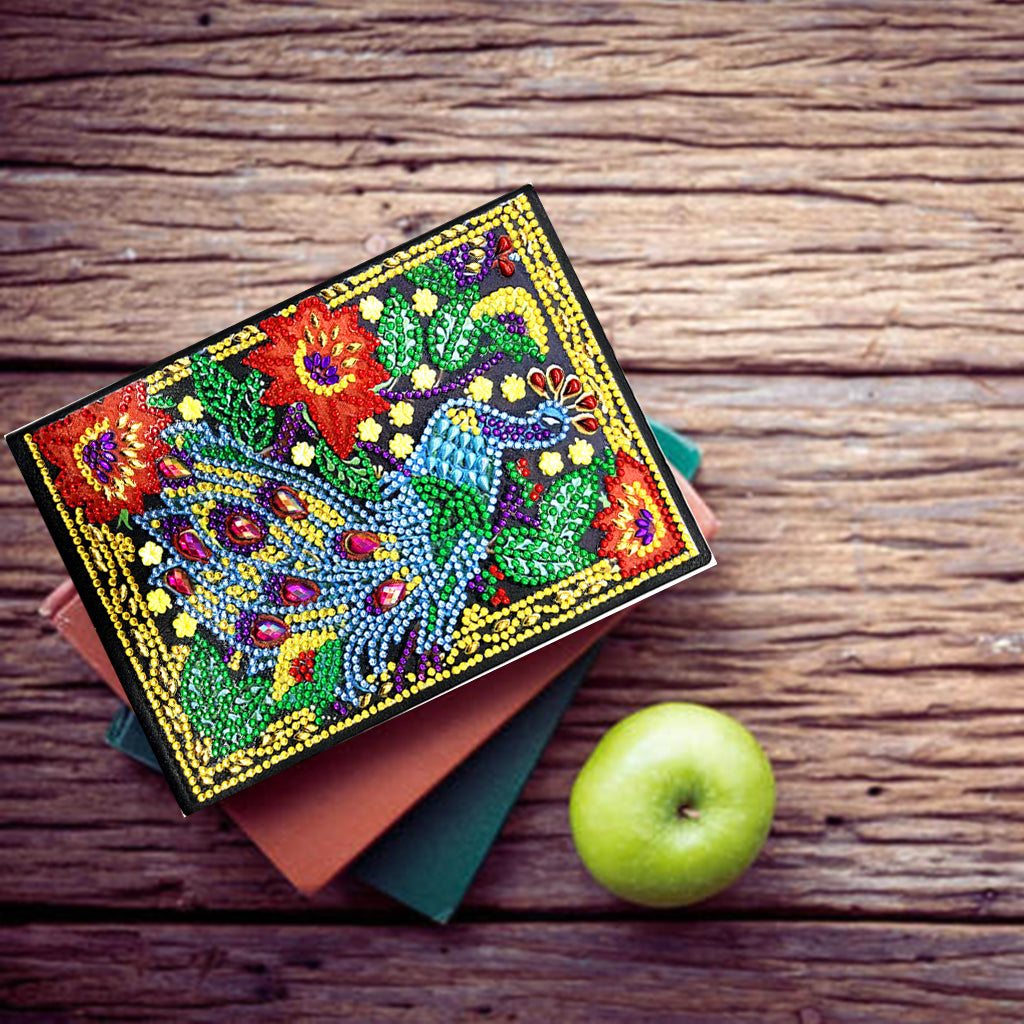 DIY Diamond Painting Notebook - Peacock (No lines)