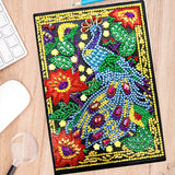 DIY Diamond Painting Notebook - Peacock (No lines)