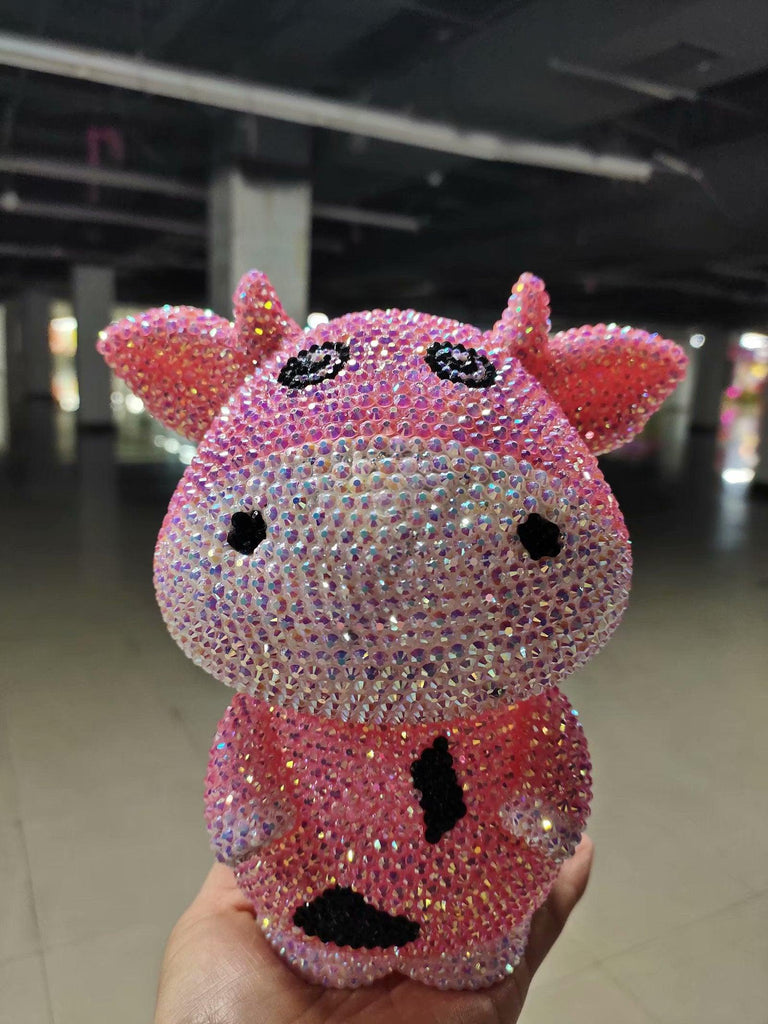 18cm high DIY Pink cow (with glue tools) - Hibah-Diamond painting art studio