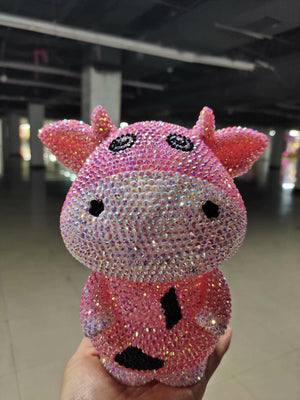 18cm high DIY Pink cow (with glue tools) - Hibah-Diamond painting art studio