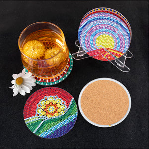 6 Pcs Diamond Painting Landscape Coasters with Holder