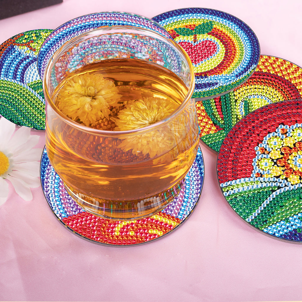 6 Pcs Diamond Painting Landscape Coasters with Holder