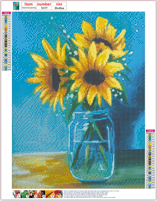 Full Diamond Painting kit - Sunflower on glass bottle