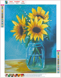 Full Diamond Painting kit - Sunflower on glass bottle