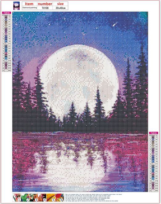 Full Diamond Painting kit - The lake under the moonlight
