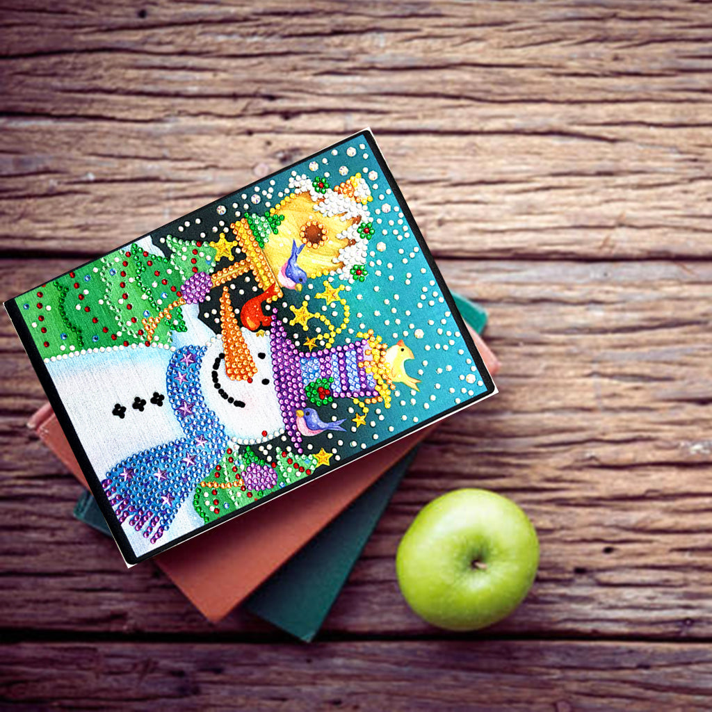 DIY Diamond Painting Notebook - Christmas snowman (With lines)
