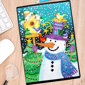 DIY Diamond Painting Notebook - Christmas snowman (With lines)