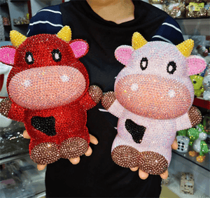21cm high DIY Cow Red Bull (with glue tools) - Hibah-Diamond painting art studio
