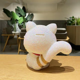21cm high DIY Lucky cat with big tail (with glue tools) - Hibah-Diamond painting art studio
