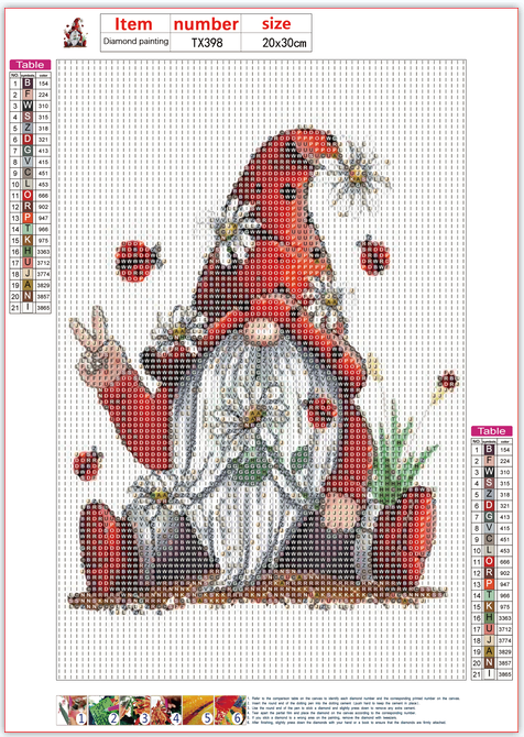 Full Diamond Painting kit - Christmas gnome holding balloons