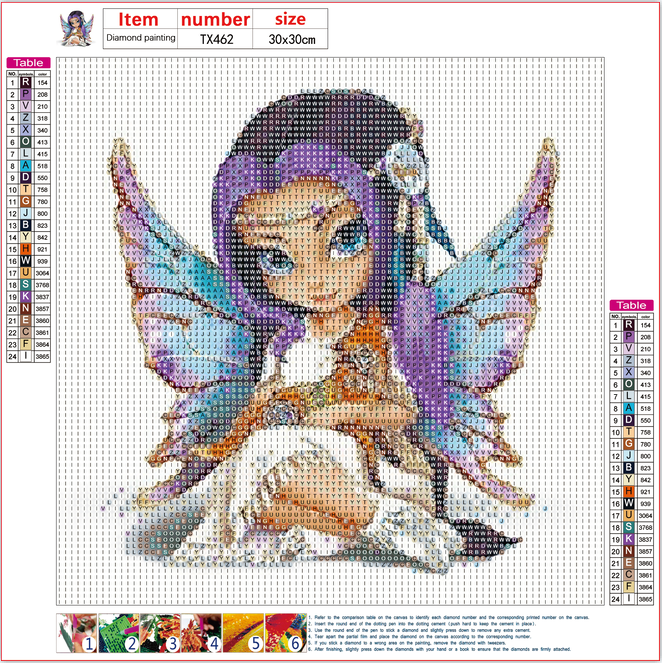 Full Diamond Painting kit - Retro Purple Elf