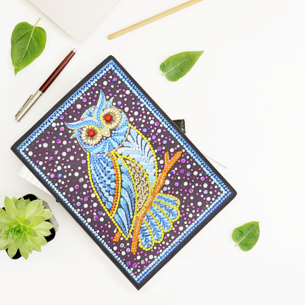 DIY Diamond Painting Notebook - Owl (With lines)
