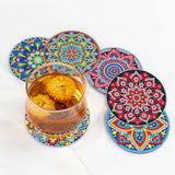 6 Pcs Diamond Painting Mandala Coasters with Holder