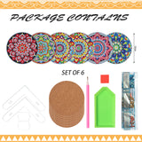 6 Pcs Diamond Painting Mandala Coasters with Holder