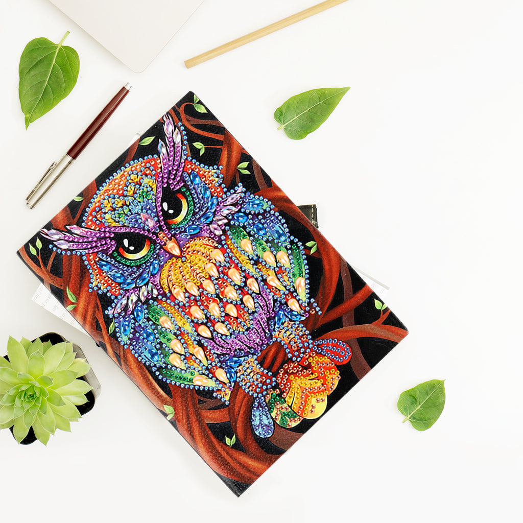DIY Diamond Painting Notebook - Owl (No lines)