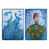 DIY Diamond Painting Notebook - Peacock and girl (No lines)