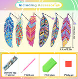 6 Pcs DIY Feather Diamond Painting Bookmark