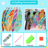 6 Pcs DIY Feather Diamond Painting Bookmark