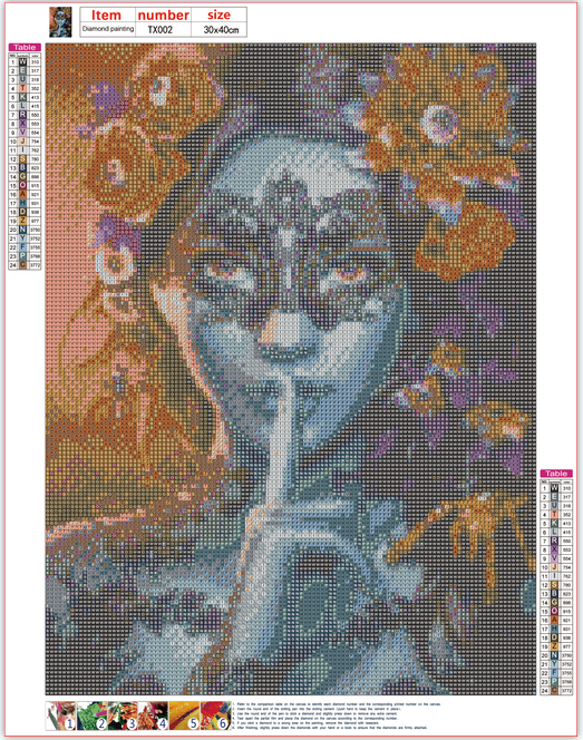Full Diamond Painting kit - Pretty girl wearing a mask