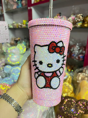 DIY Large capacity straw cup  (with glue tools) - Hello Kitty