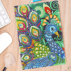 DIY Diamond Painting Notebook - Peacock (No lines)