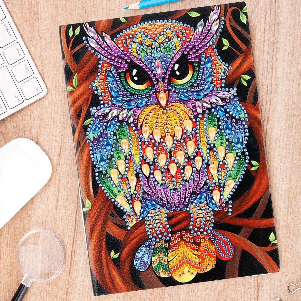 DIY Diamond Painting Notebook - Owl (No lines)