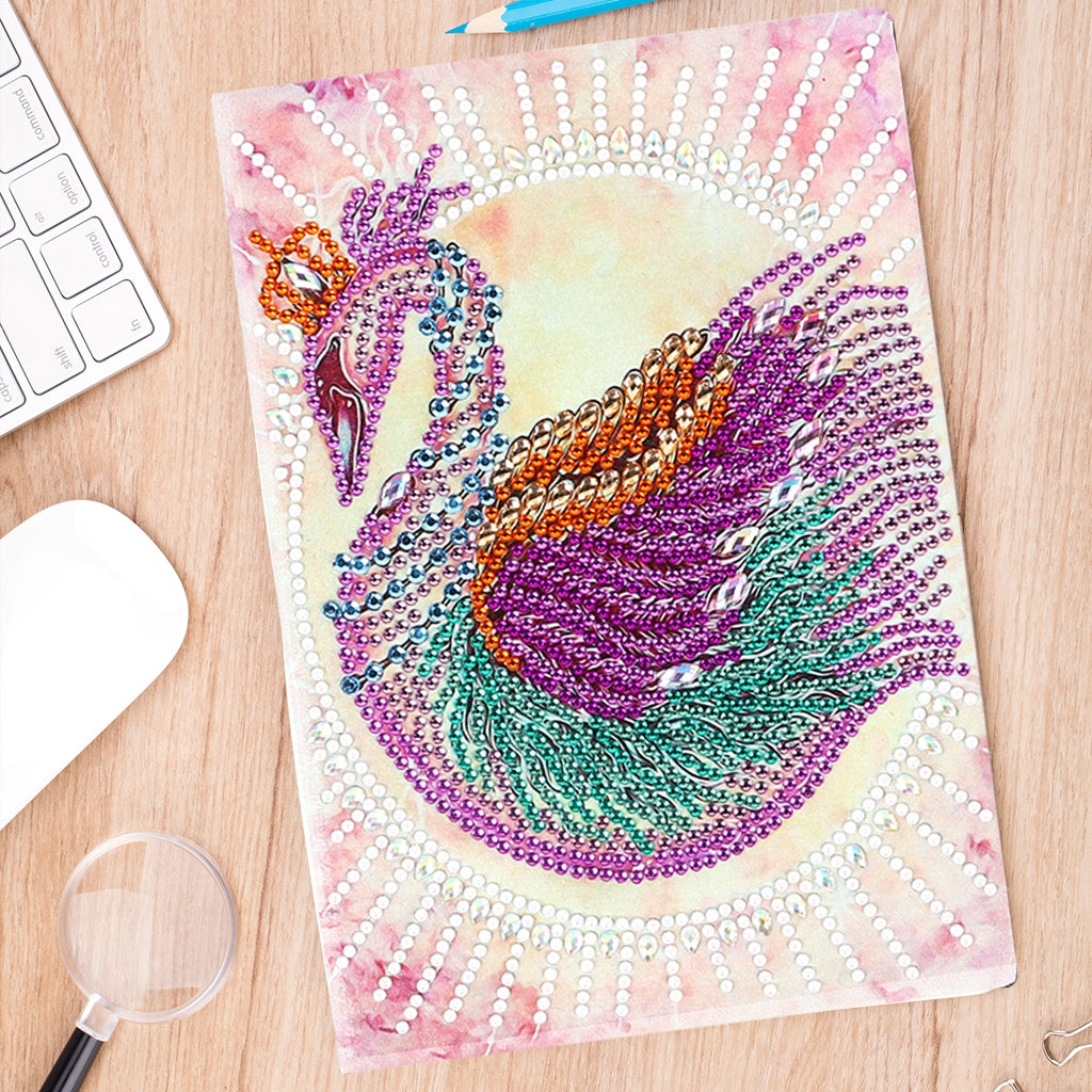 DIY Diamond Painting Notebook - Swan (No lines)