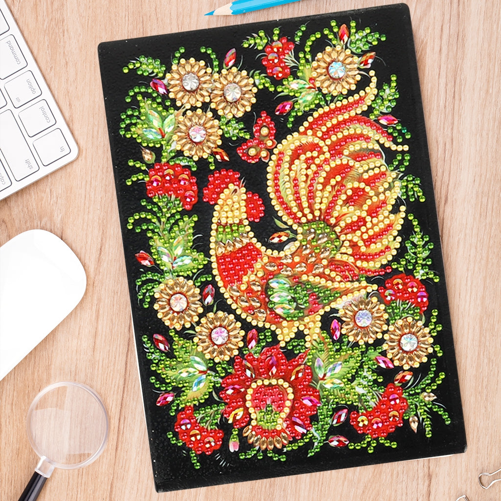 DIY Diamond Painting Notebook - Rooster (No lines)