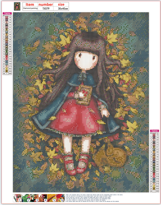 Full Diamond Painting kit - Gorjuss girl - Autumn Leaves