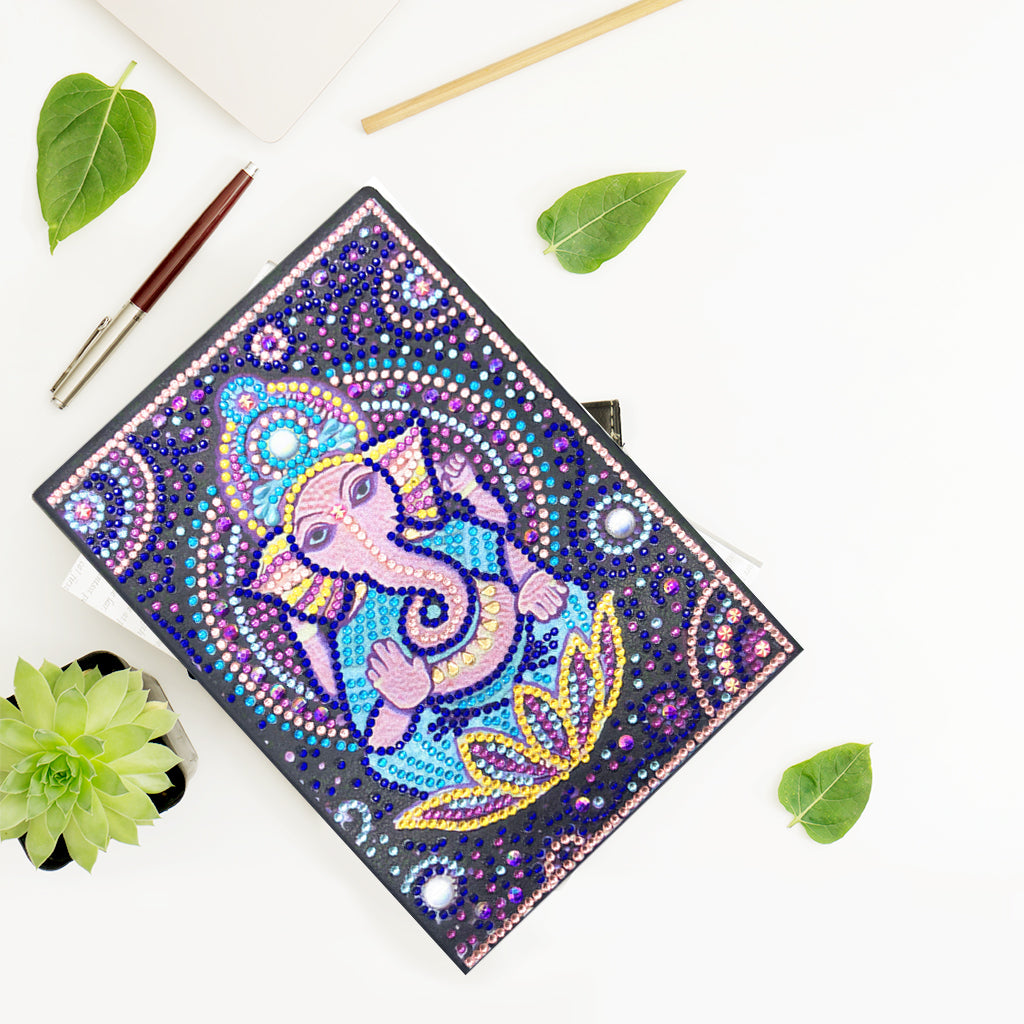DIY Diamond Painting Notebook - Religious elephant (No lines)