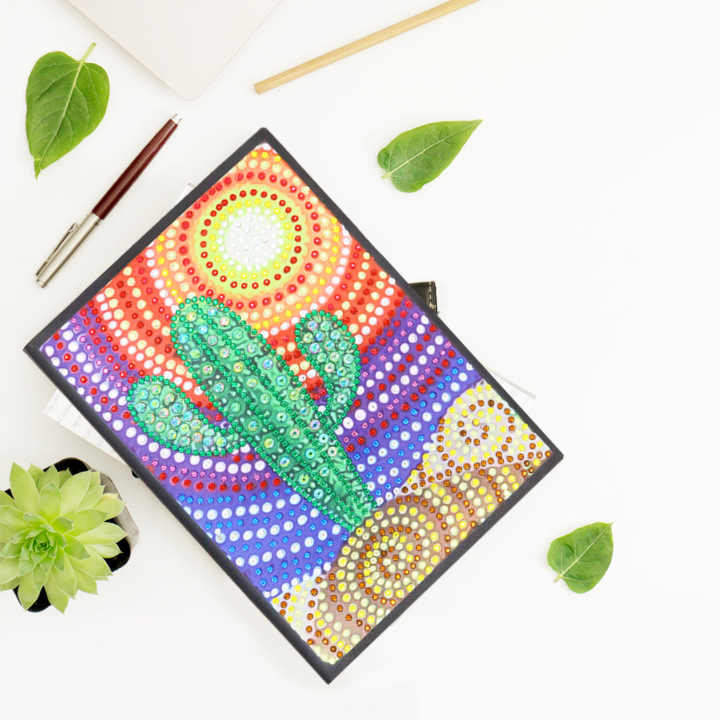 DIY Diamond Painting Notebook - Cactus (With lines)