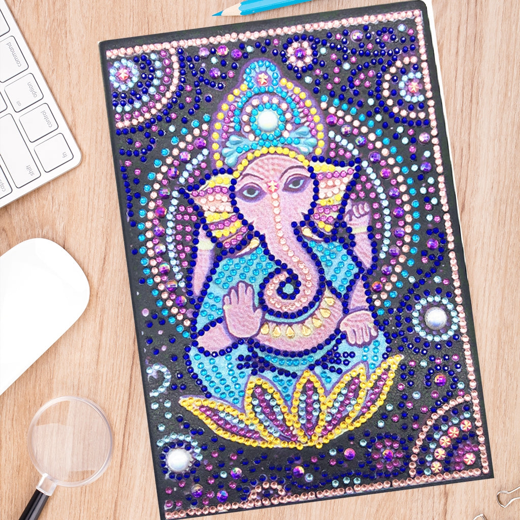 DIY Diamond Painting Notebook - Religious elephant (No lines)