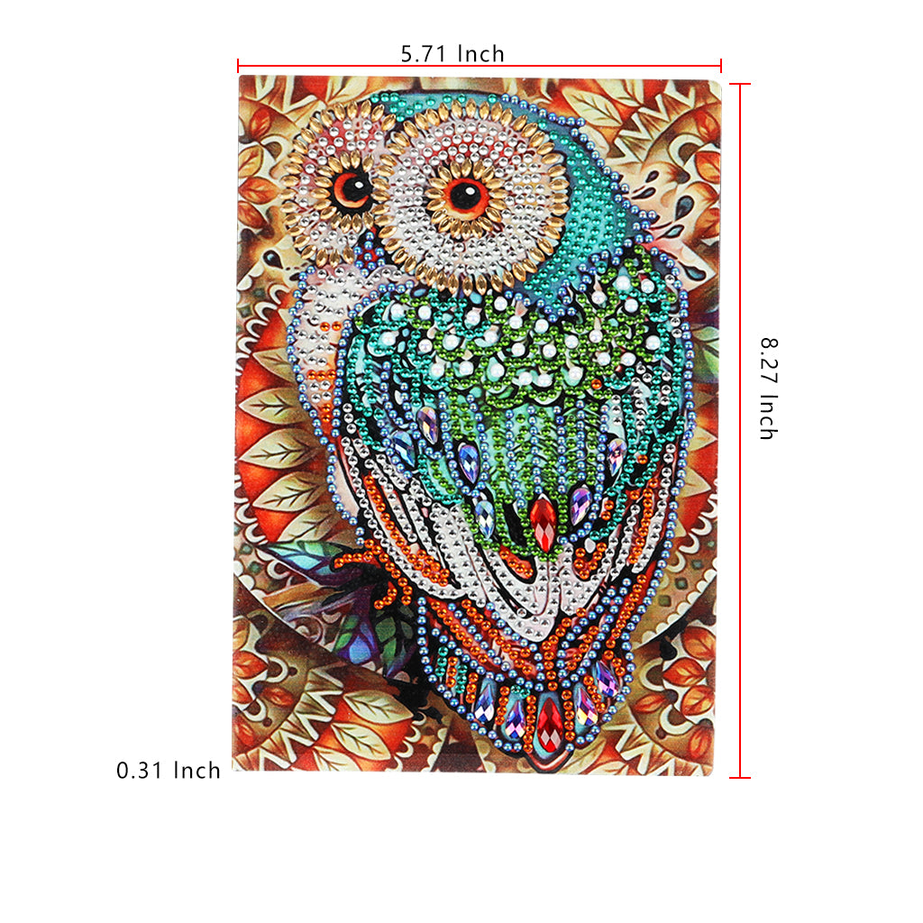 DIY Diamond Painting Notebook - Owl (No lines)