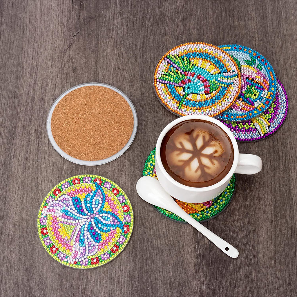 6 Pcs Diamond Painting Animals Coasters with Holder
