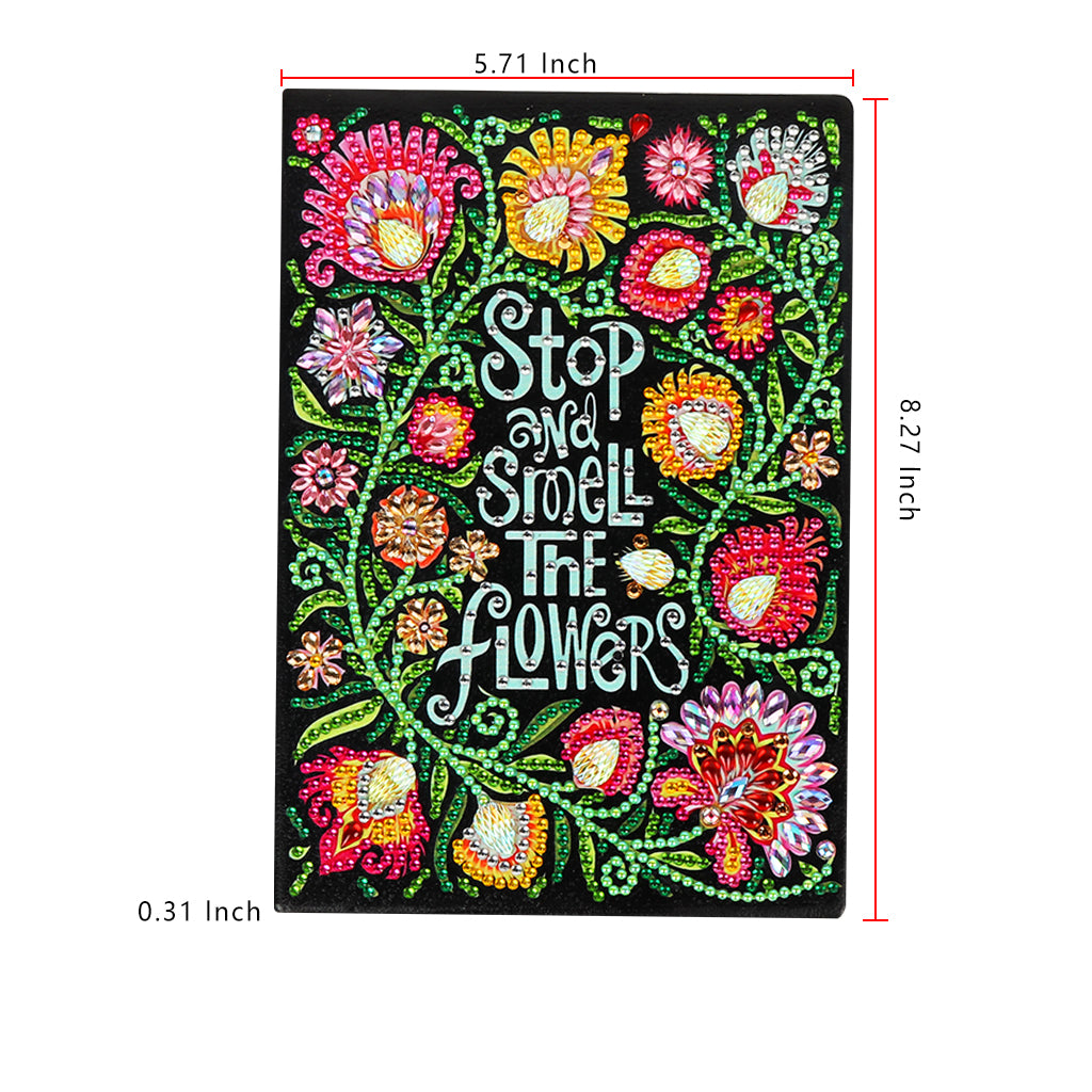 DIY Diamond Painting Notebook - Stop and smell the flower (No lines)