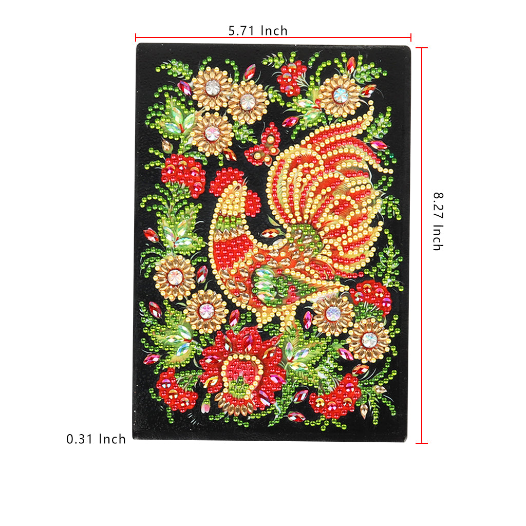 DIY Diamond Painting Notebook - Rooster (No lines)
