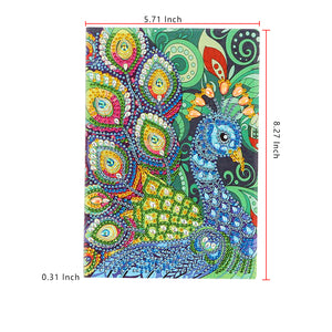 DIY Diamond Painting Notebook - Peacock (No lines)