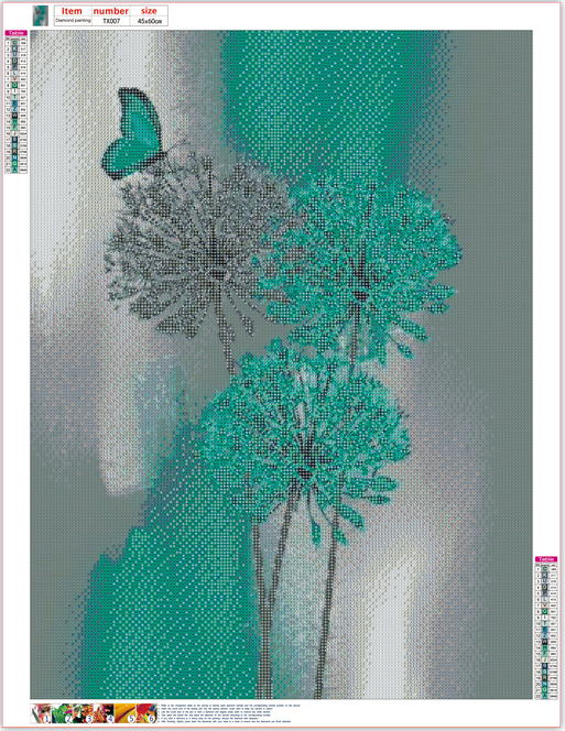 Full Diamond Painting kit - Dandelion and green butterfly