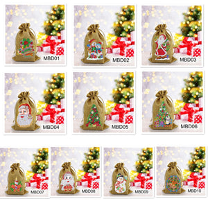 5D diamond painting Christmas decoration Linen candy bag gift bag - Hibah-Diamond painting art studio