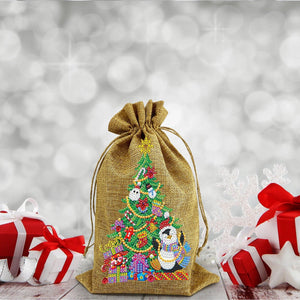 5D diamond painting Christmas decoration Linen candy bag gift bag - Hibah-Diamond painting art studio