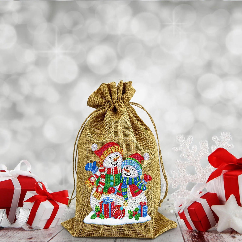 5D diamond painting Christmas decoration Linen candy bag gift bag - Hibah-Diamond painting art studio